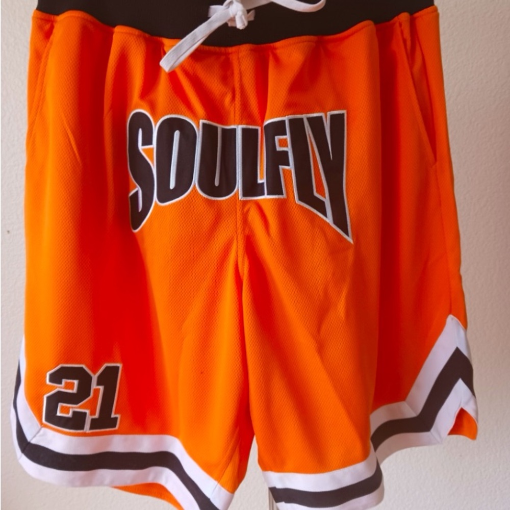 Shorts-Soulfly Orange XL Elastic Drawstring Waistband Polyester Dry Clean Only